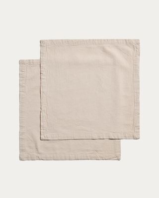 Set Lerava de 2 servilletas de algodón con acabado lavado gris piedra 35 x 35 cm