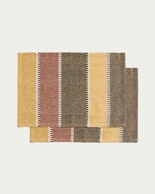 Set Irasa de 2 manteles individuales de algodón multicolor 35 x 50 cm Set Irasa de 2 manteles individuales de algodón multicolor 35 x 50 cm