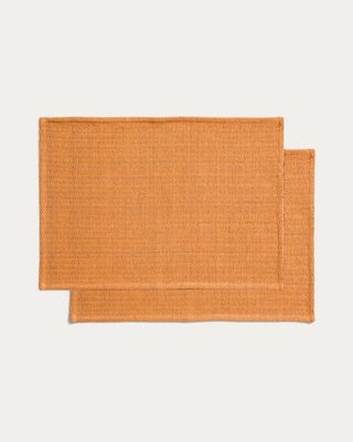 Set Tieva de 2 manteles individuales de algodón jacquard naranja 35 x 50 cm Set Tieva de 2 manteles individuales de algodón jacquard naranja 35 x 50 cm