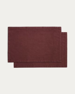 Set Lerava de 2 manteles individuales de algodón con acabado marrón 35 x 50 cm