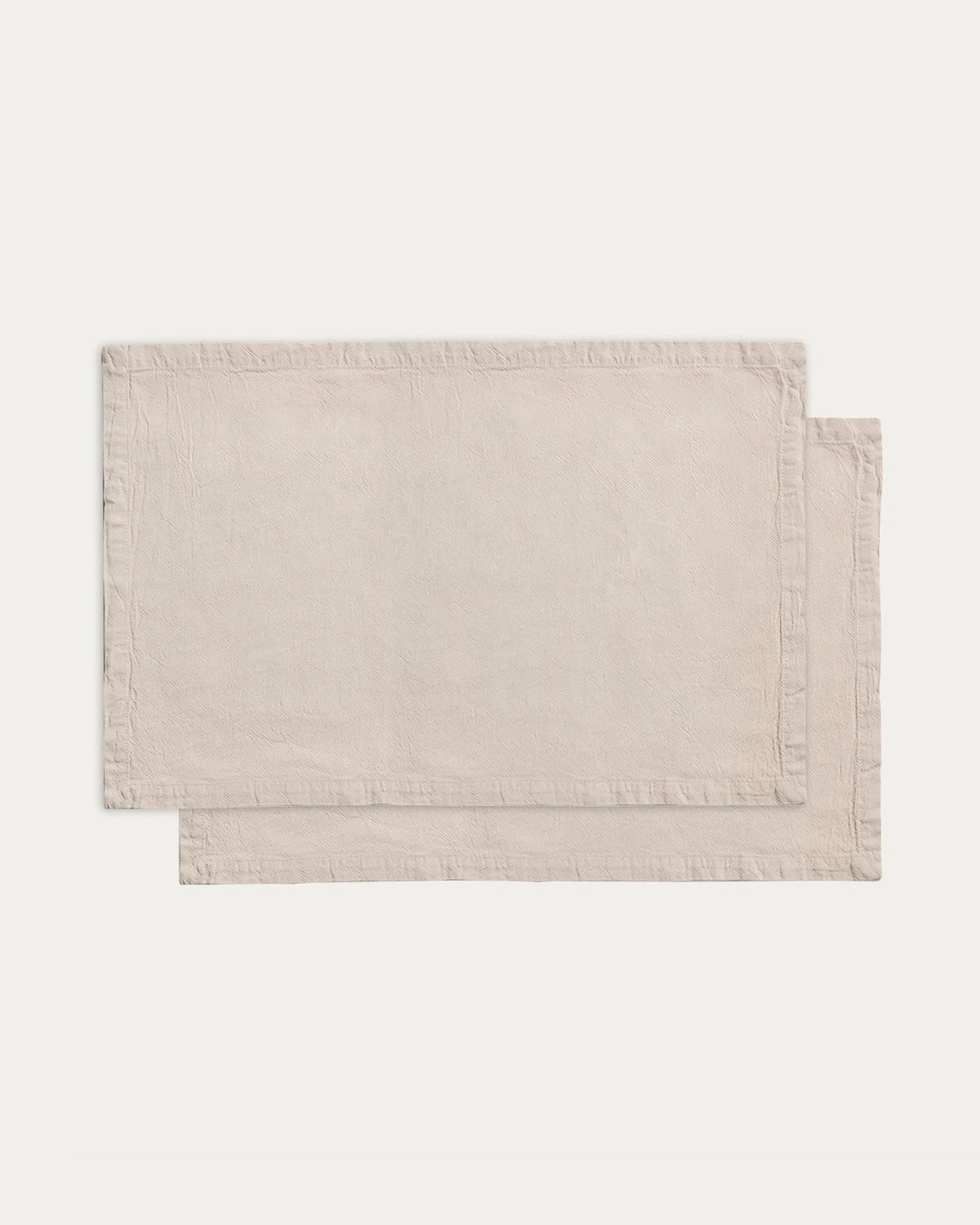 Set Lerava de 2 manteles individuales de algodón con acabado lavado gris piedra 35 x 50 cm