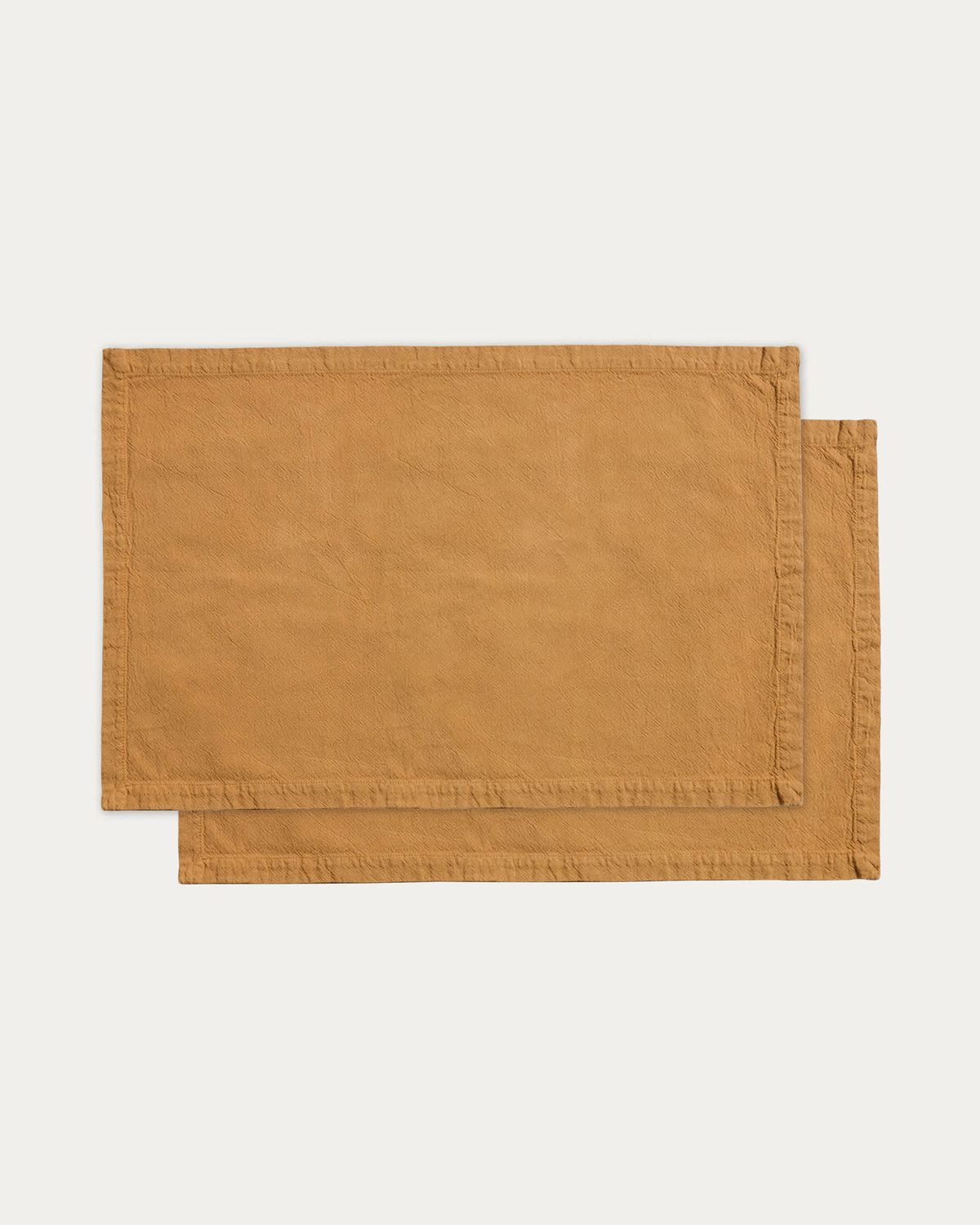 Set Lerava de 2 manteles individuales de algodón con acabado lavado mostaza 35 x 50 cm