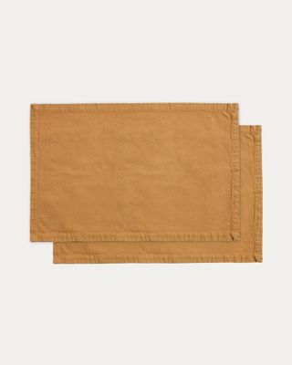 Set Lerava de 2 manteles individuales de algodón con acabado lavado mostaza 35 x 50 cm