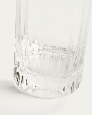 Vaso Nivor de vidrio transparente con relieve vertical tallado 30 cl