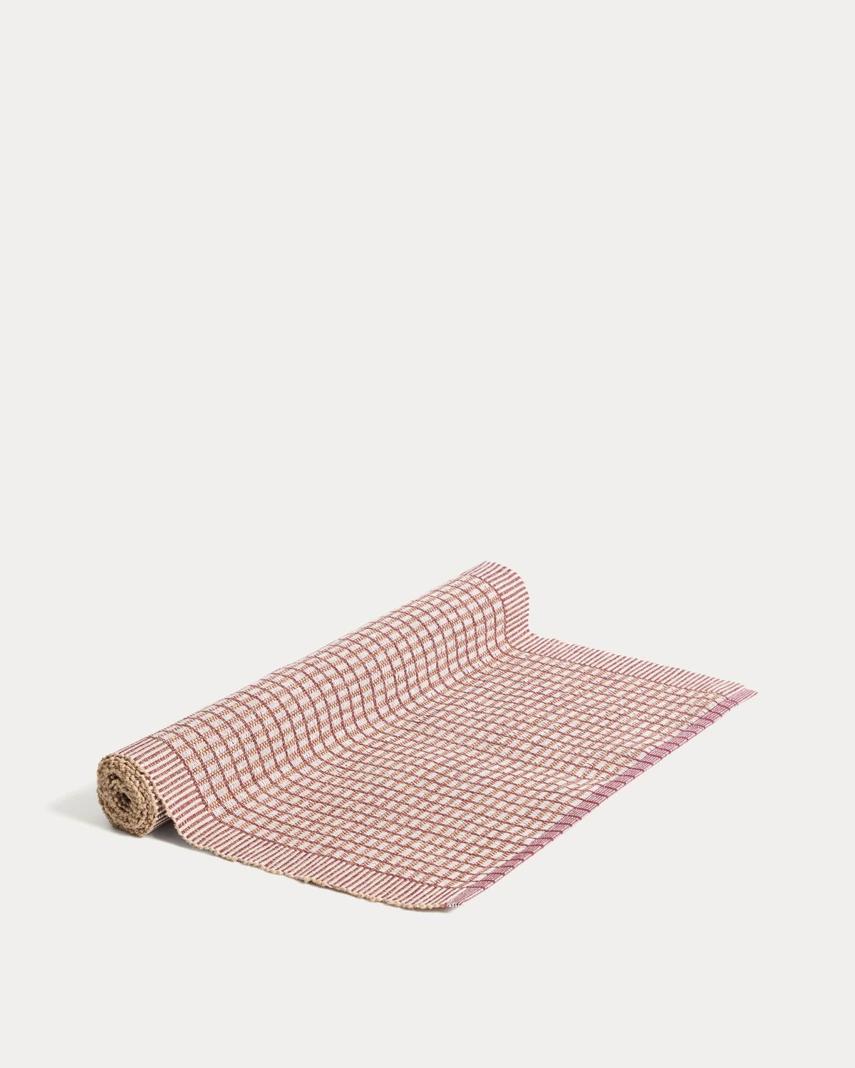 Camino de mesa Berla de algodón y yute granate 50 x 150 cm