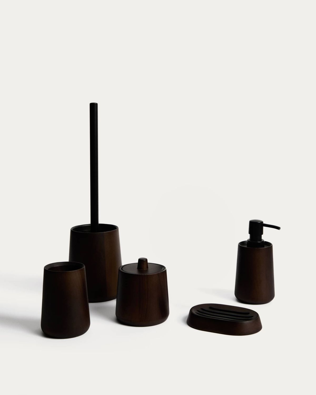 Dispensador de jabón Eide de madera de hevea oscura FSC 100%