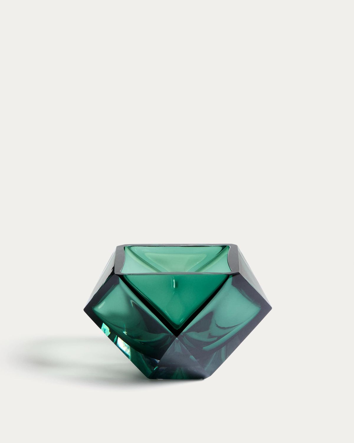 Centro de mesa Uconi de vidrio verde esmeralda 14 cm