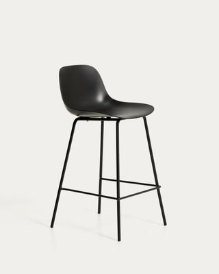 Taburete Altea negro y patas de acero con acabado negro 65 cm Taburete Altea negro y patas de acero con acabado negro 65 cm
