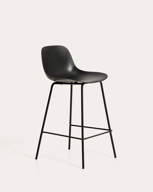 Taburete Altea negro y patas de acero con acabado negro 65 cm Taburete Altea negro y patas de acero con acabado negro 65 cm