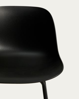 Taburete Altea negro y patas de acero con acabado negro 65 cm