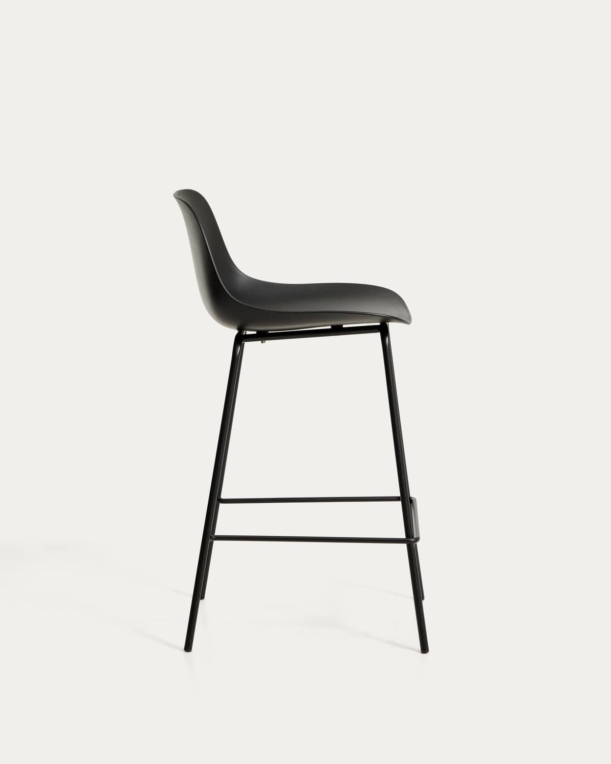Taburete Altea negro y patas de acero con acabado negro 65 cm