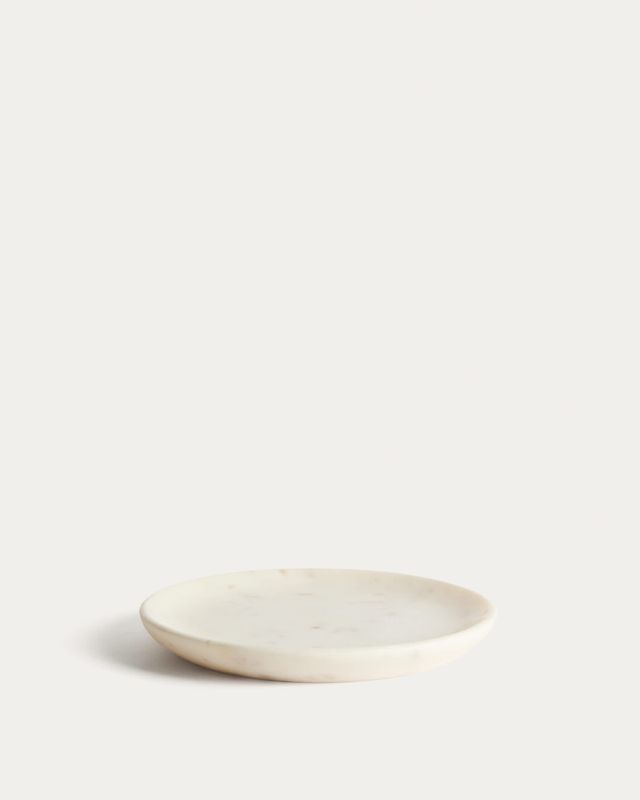 Plato de postre Erefi de mármol blanco