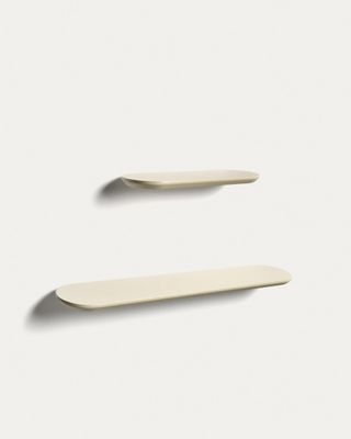 Set Arely de 2 estantes de MDF con acabado lacado beige 35 cm / 55 cm Set Arely de 2 estantes de MDF con acabado lacado beige 35 cm / 55 cm
