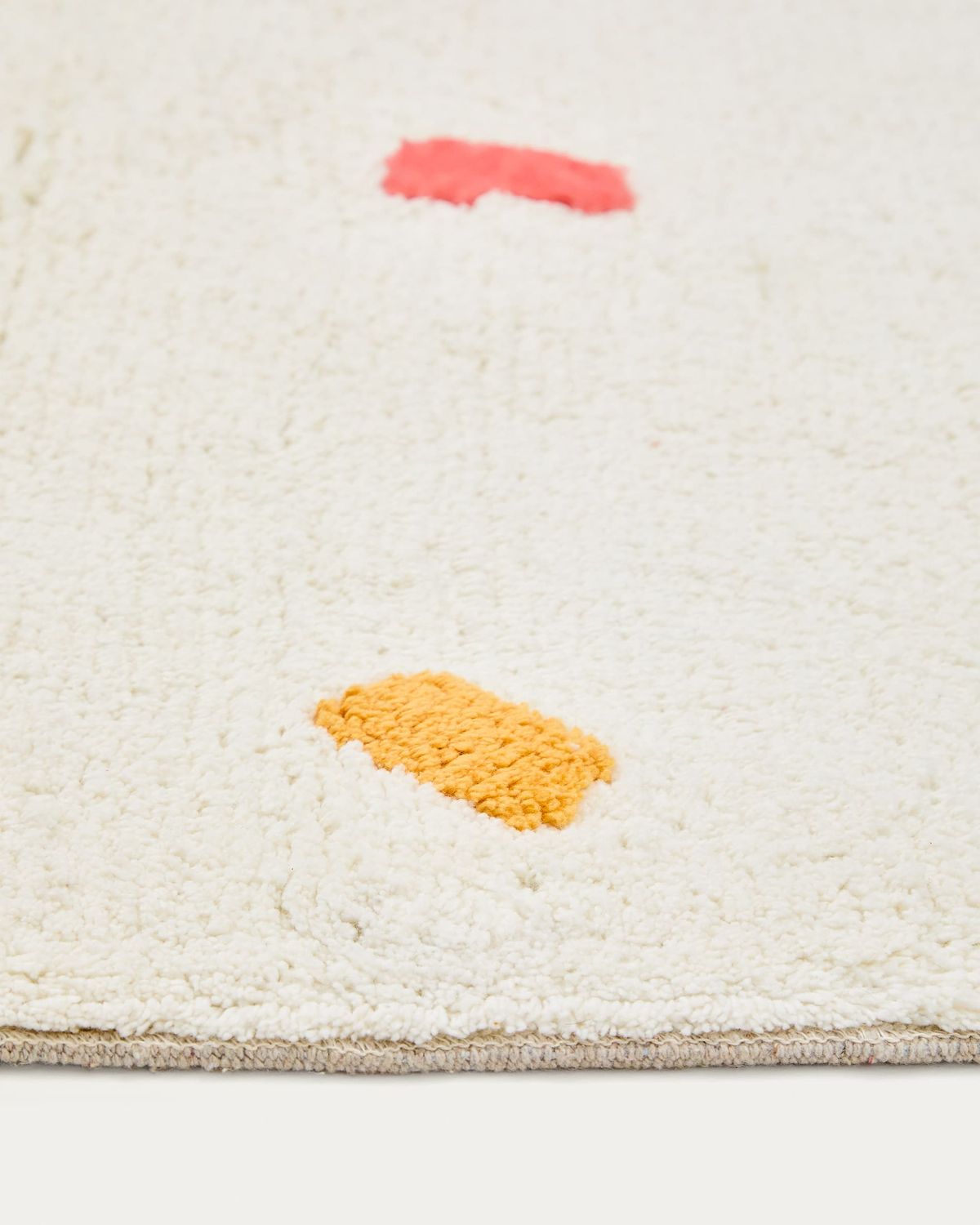 Alfombra Epifania 100% algodón blanco con puntos multicolor 90 x 150 cm