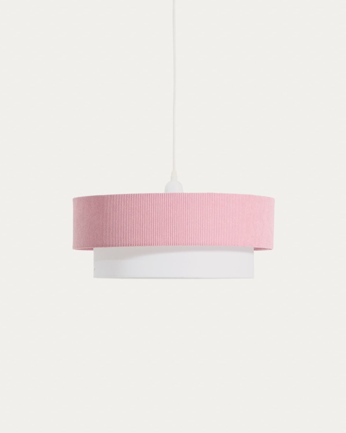 Lámpara de techo Bianella de algodón y pana rosa