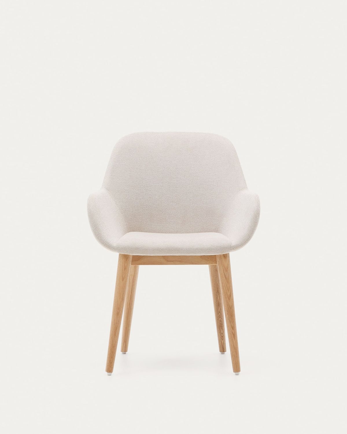 Silla Konna beige y patas de madera maciza de fresno acabado natural
