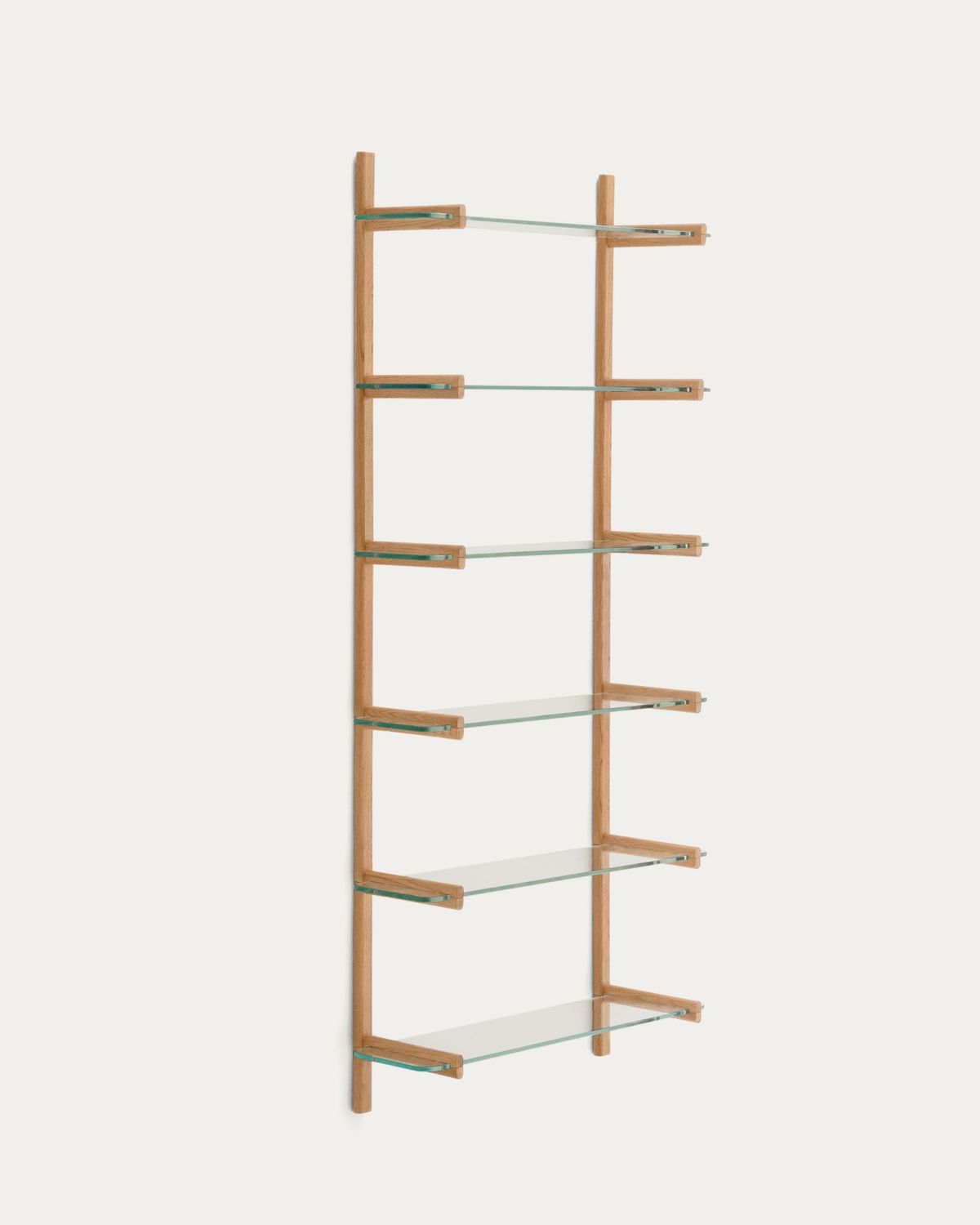 Estantería modular Sitra 6 baldas de cristal y madera maciza roble 90 cm FSC Mix Credit