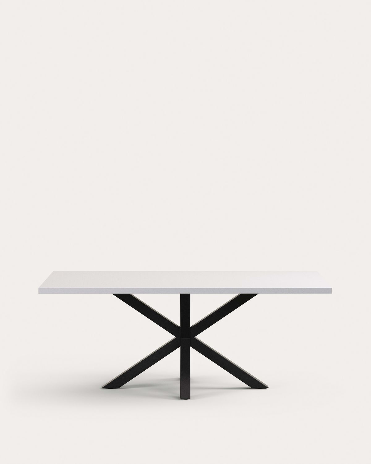 Mesa Argo de melamina con acabado blanco y patas de acero con acabado negro 200 x 100 cm