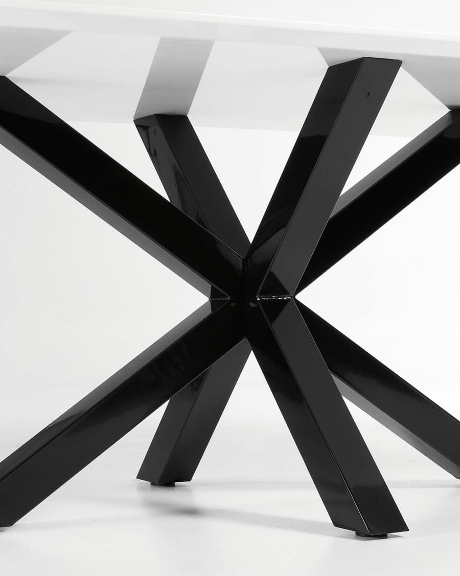 Mesa Argo de melamina con acabado blanco y patas de acero con acabado negro 200 x 100 cm