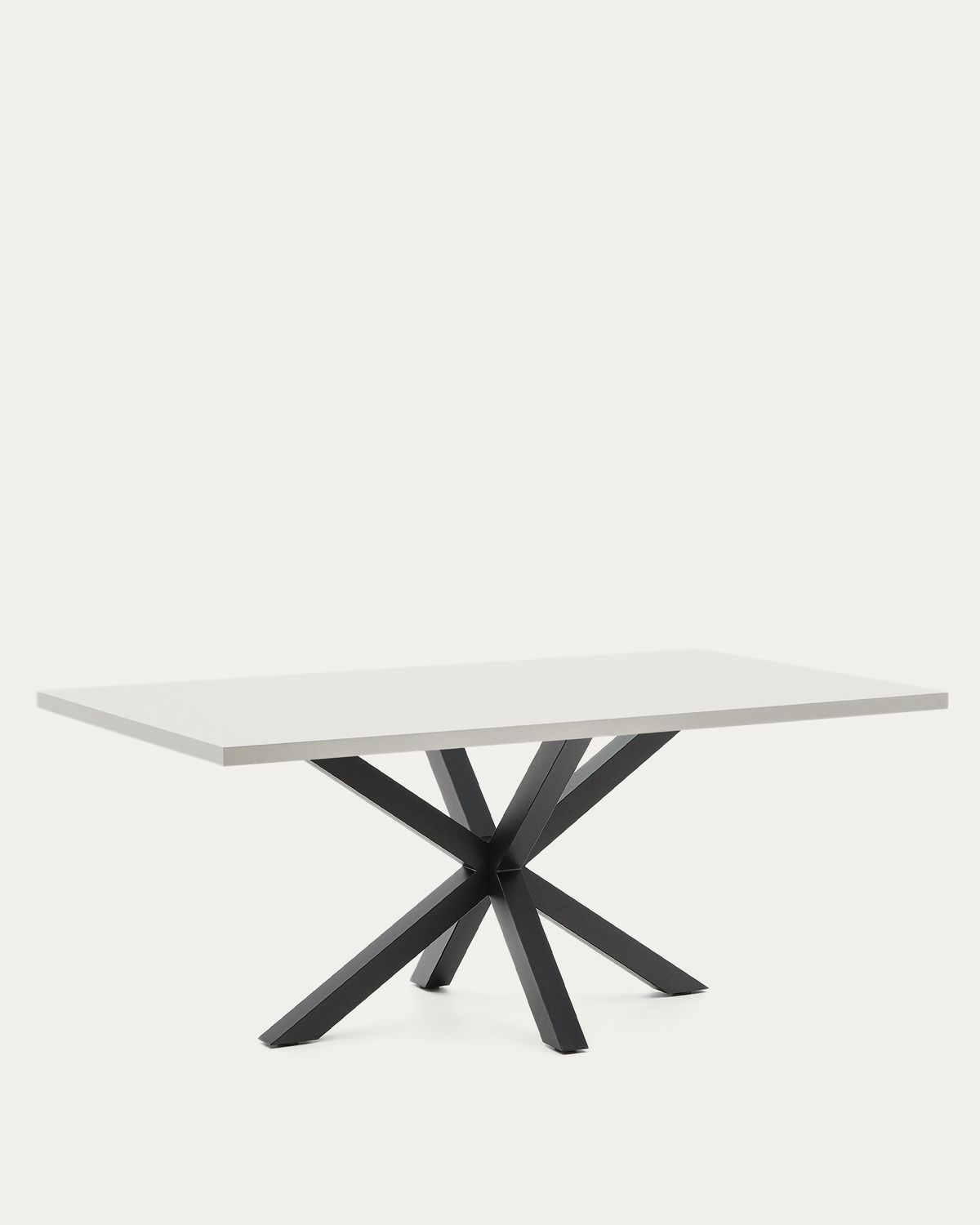 Mesa Argo de melamina con acabado blanco y patas de acero con acabado negro 200 x 100 cm
