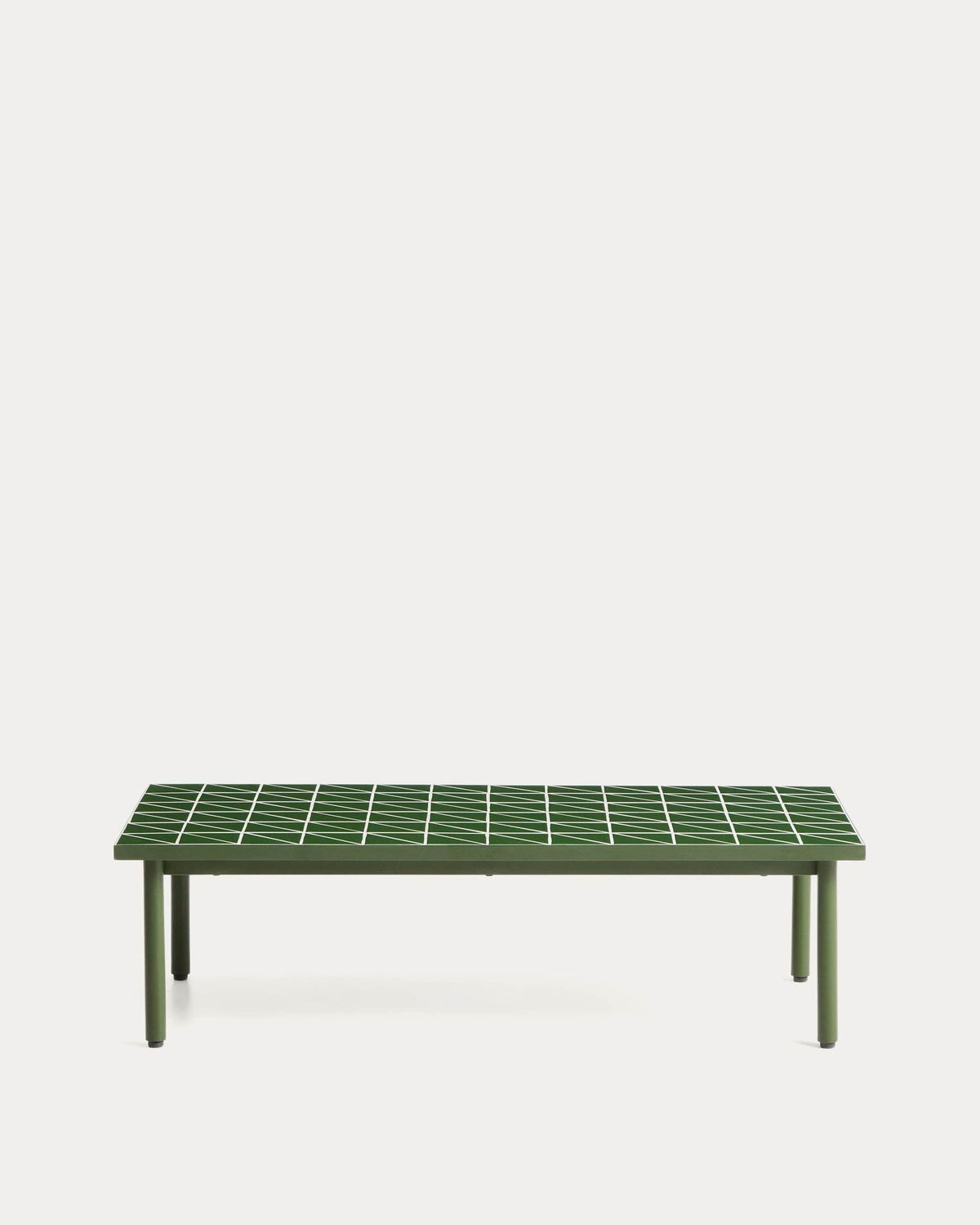 Mesa de centro Maurina de acero galvanizado verde con azulejos verdes 122 x 61 cm