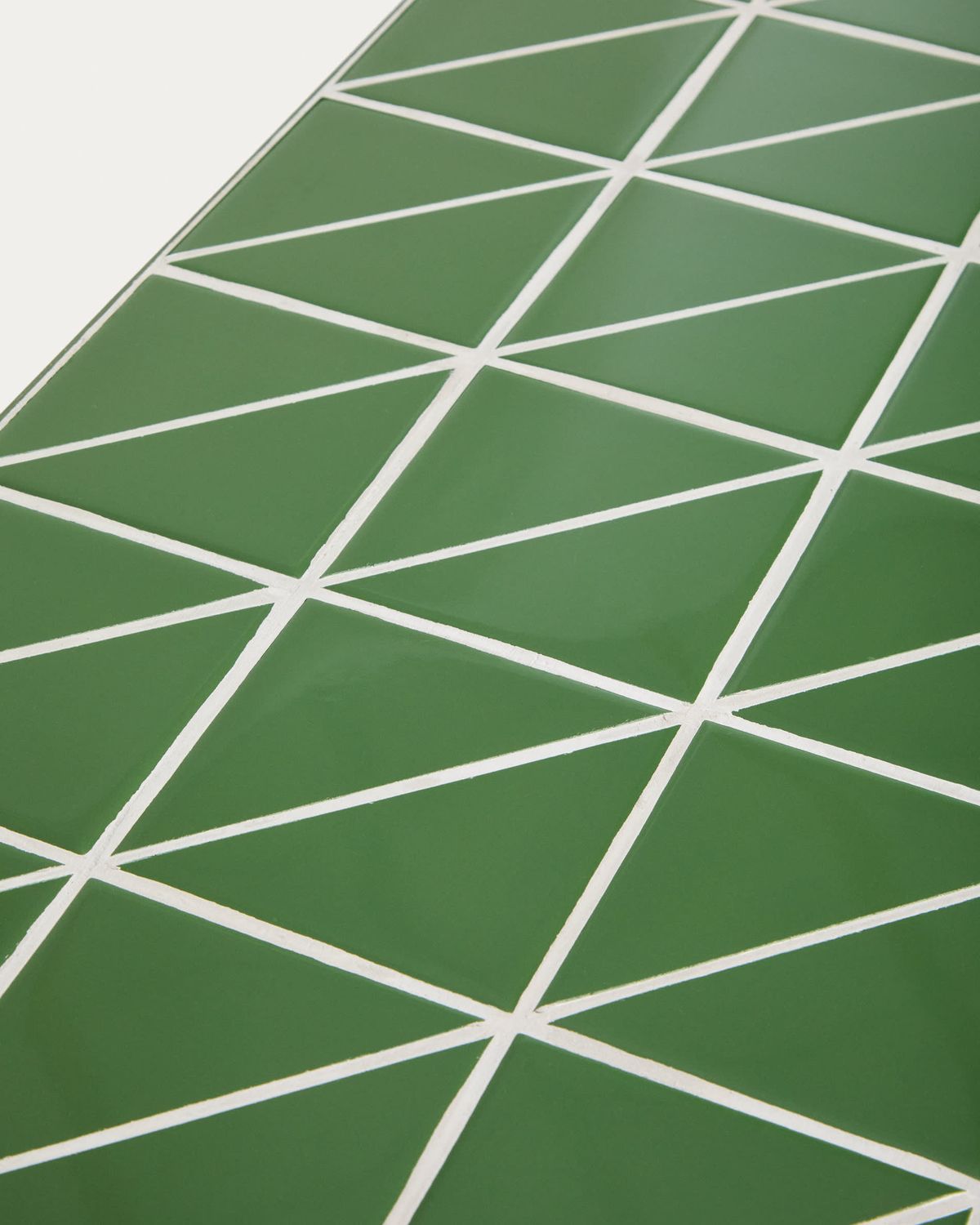 Mesa de centro Maurina de acero galvanizado verde con azulejos verdes 122 x 61 cm