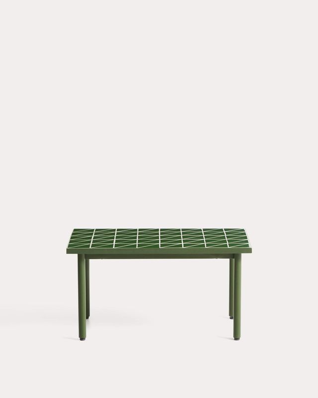 Mesa auxiliar Maurina de acero galvanizado verde con azulejos verdes 81 x 51 cm
