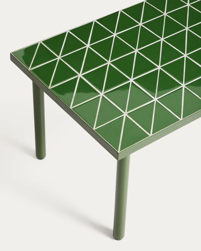 Mesa auxiliar Maurina de acero galvanizado verde con azulejos verdes 81 x 51 cm