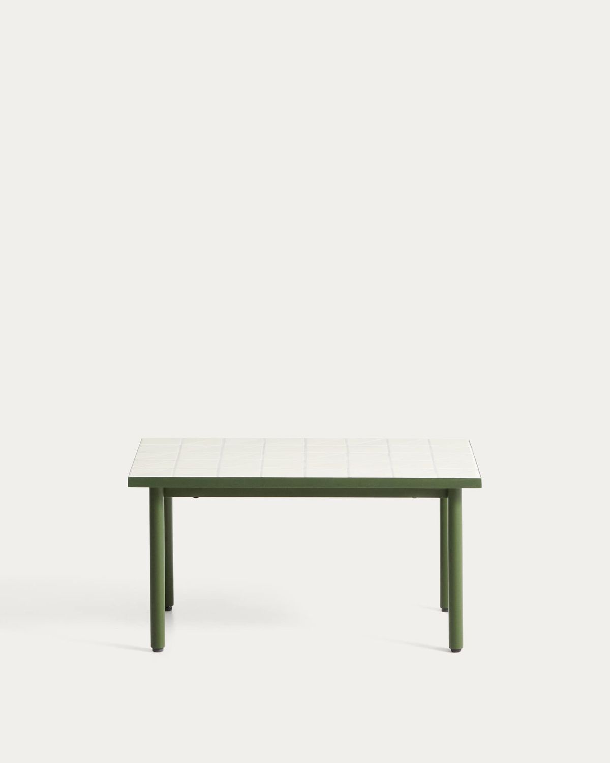 Mesa auxiliar Maurina de acero galvanizado verde con azulejos color crudo 81 x 51 cm