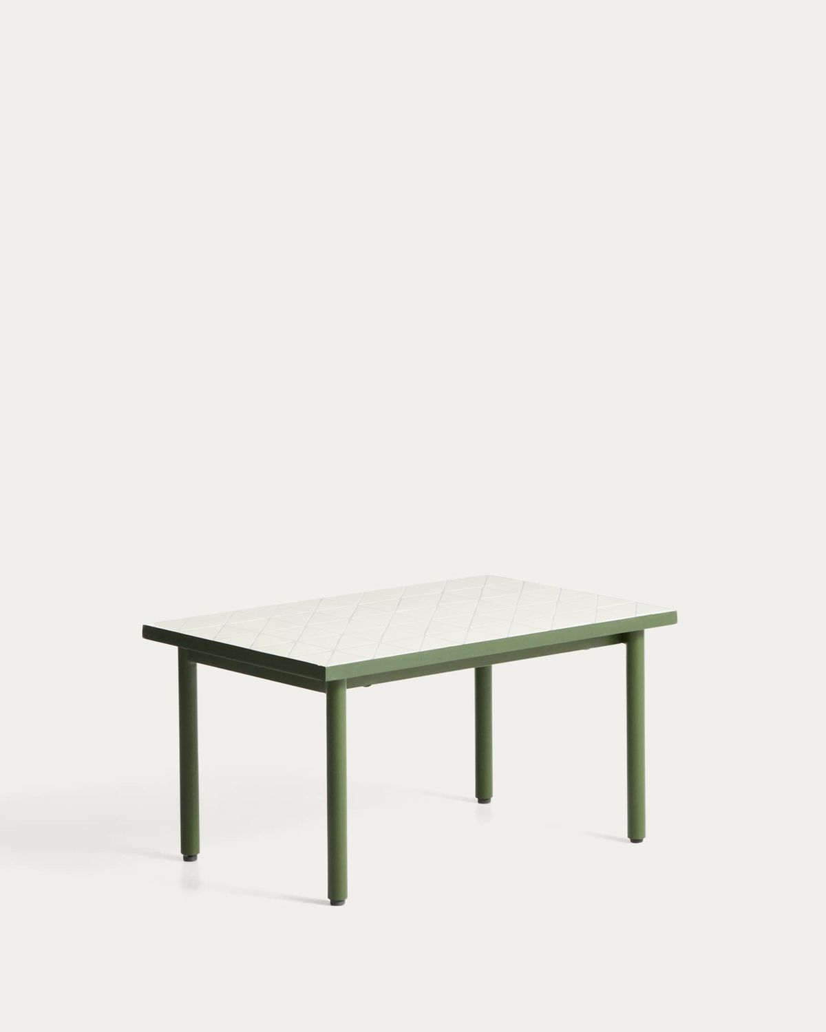 Mesa auxiliar Maurina de acero galvanizado verde con azulejos color crudo 81 x 51 cm