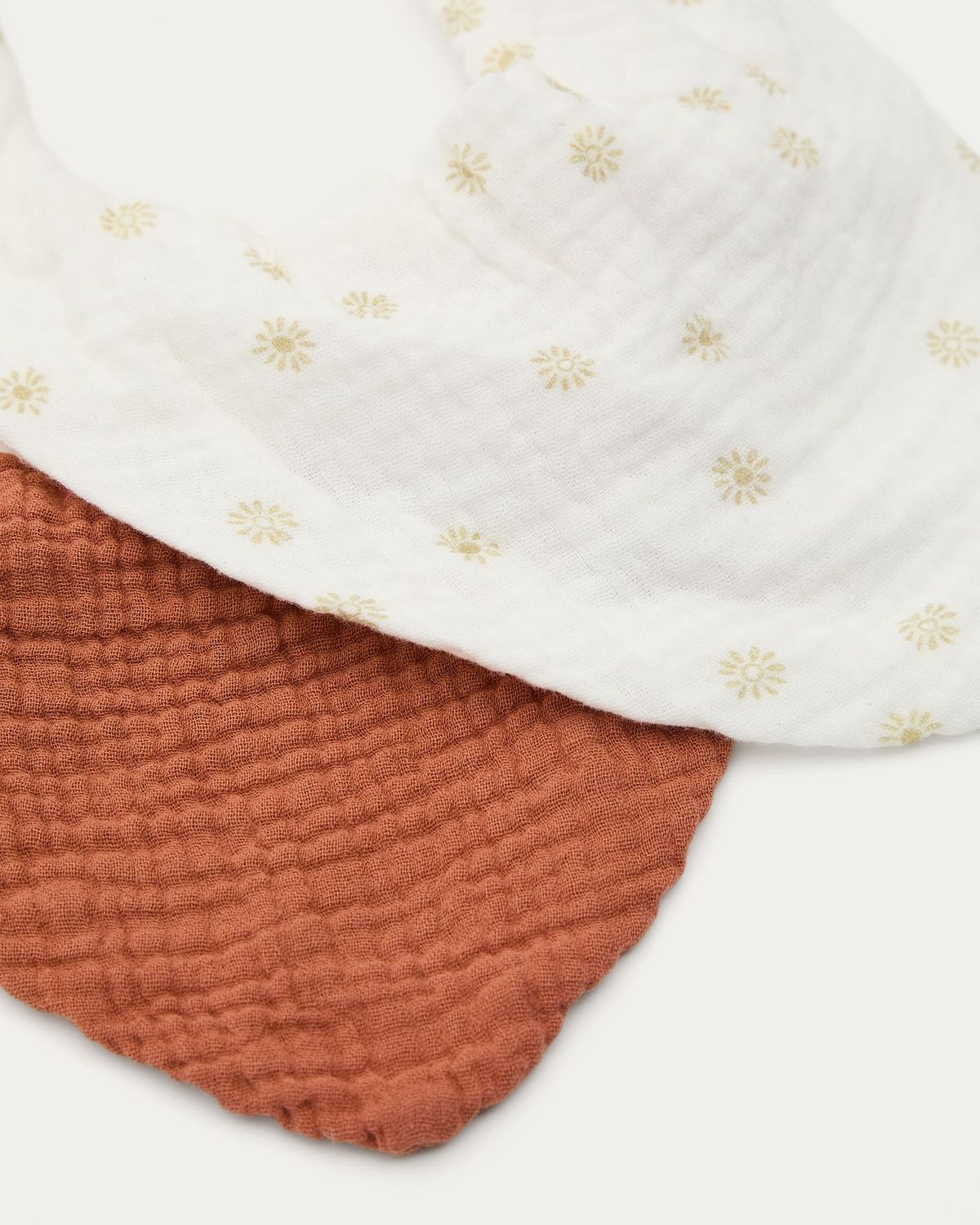 Set Olna de 2 bandanas de 100% algodón terracota y estampado soles