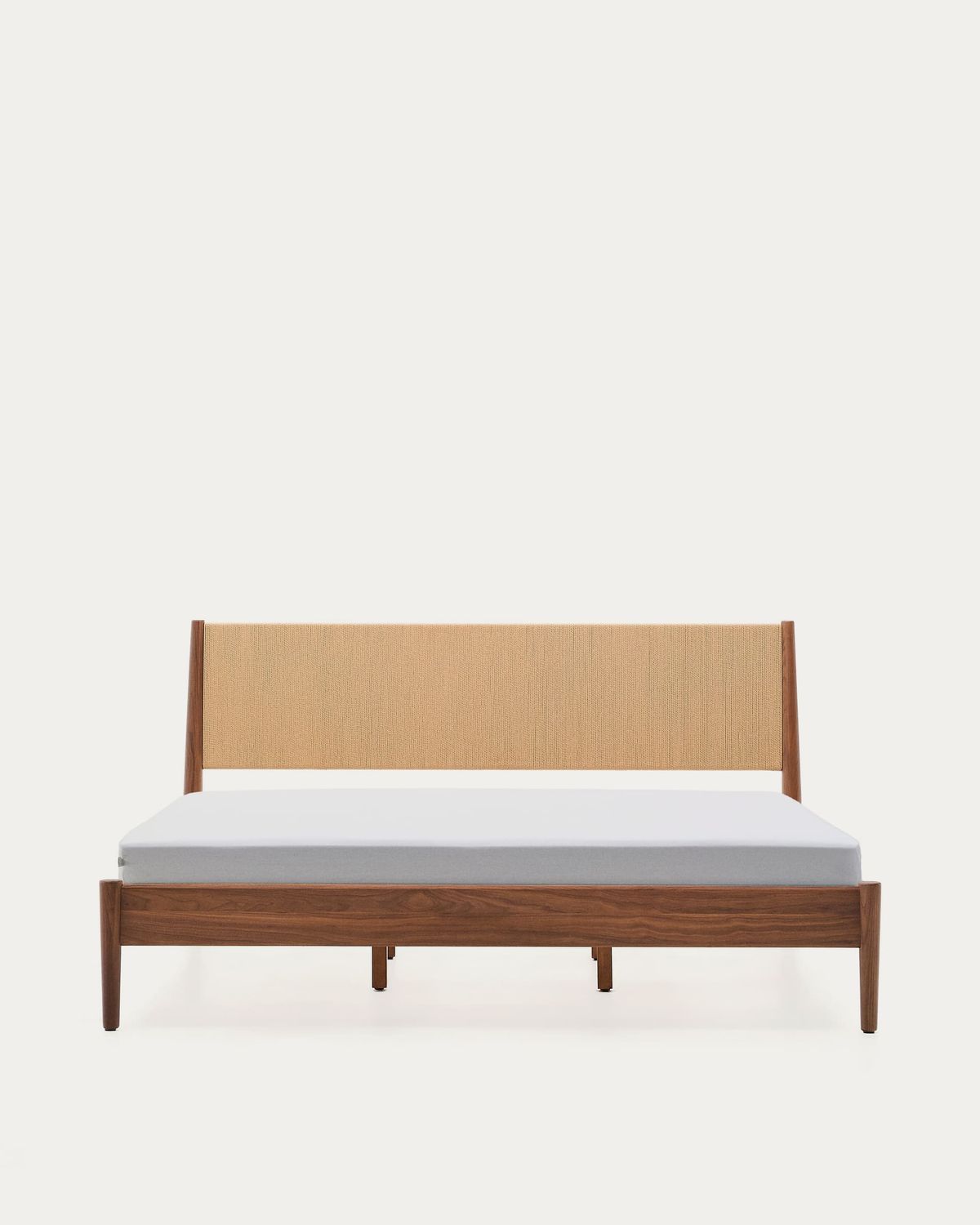 Cama Elan de chapa y madera maciza de nogal con cuerda colchón 180 x 200 cm