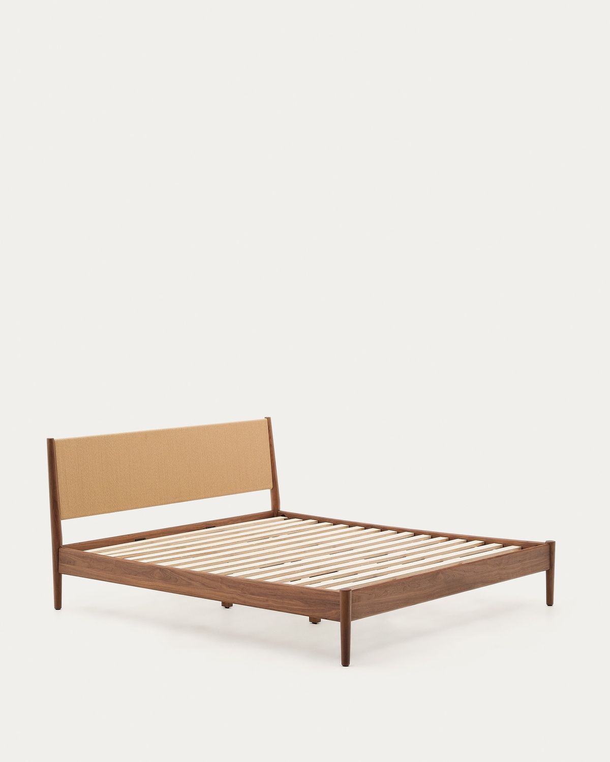 Cama Elan de chapa y madera maciza de nogal con cuerda colchón 180 x 200 cm