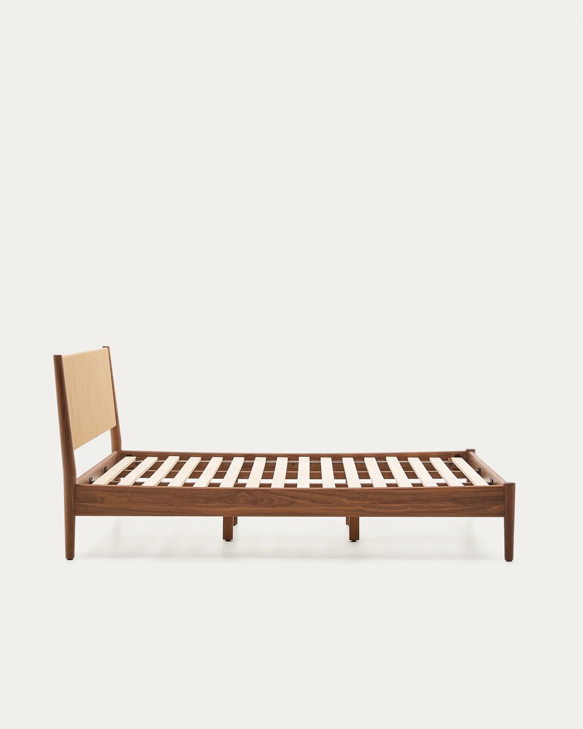 Cama Elan de chapa y madera maciza de nogal con cuerda colchón 180 x 200 cm