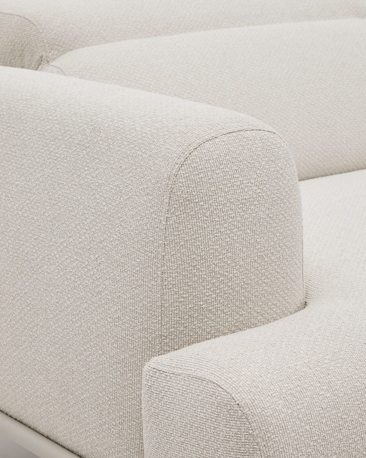 Sofá Aurum 3 plazas chenilla crudo con cabecero reclinable y base de metal beige mate 234 cm FSC Mix Credit