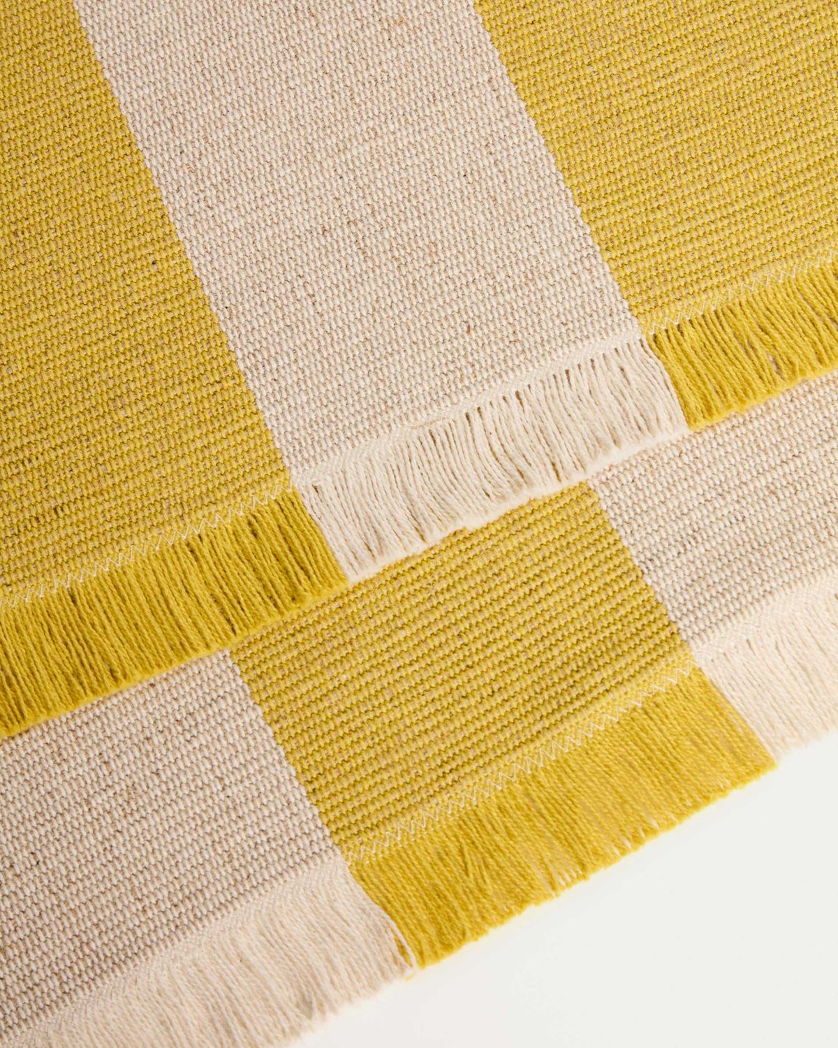 Camino de mesa Daltan de algodón y yute rayas amarillo 50 x 150 cm
