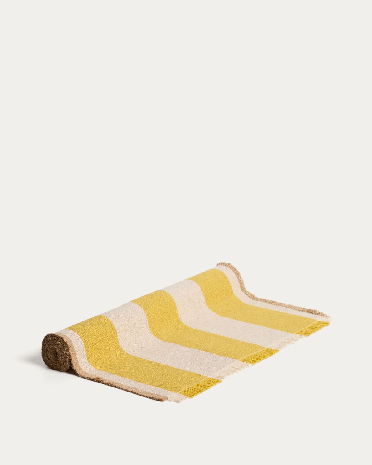 Camino de mesa Daltan de algodón y yute rayas amarillo 50 x 150 cm