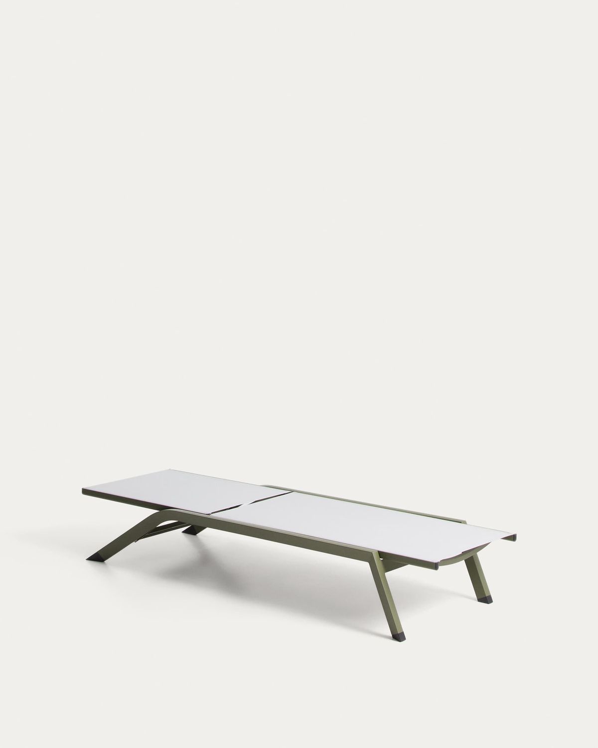 Tumbona apilable Capraia de aluminio verde y texteline beige
