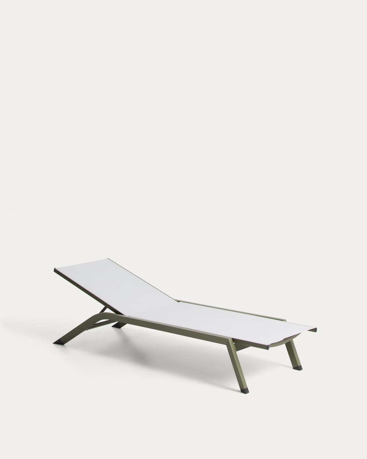 Tumbona apilable Capraia de aluminio verde y texteline beige