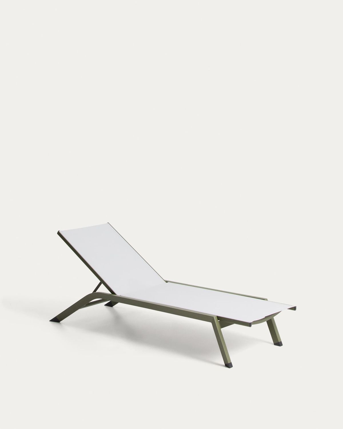 Tumbona apilable Capraia de aluminio verde y texteline beige