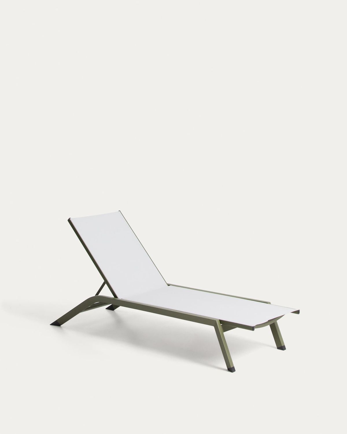 Tumbona apilable Capraia de aluminio verde y texteline beige