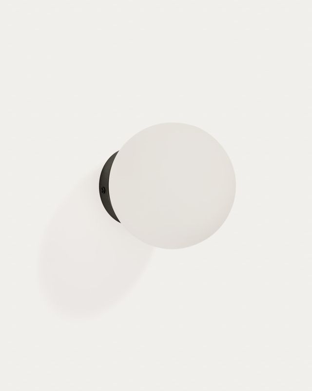 Aplique de pared Brisia de metal con acabado negro y 1 bola de cristal glaseado Ø15 cm
