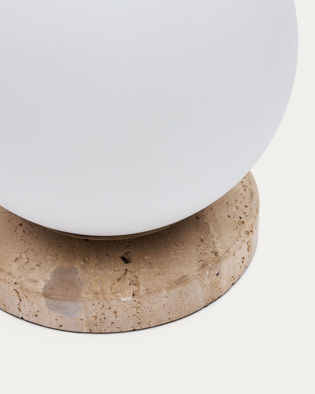 Lámpara de mesa Malachi de cristal glaseado y piedra de travertino