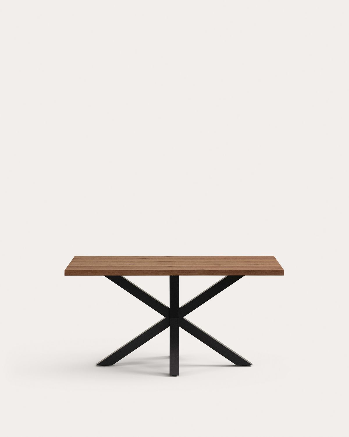 Mesa Argo de chapa de roble envejecido y patas de acero con acabado negro 160 x 90 cm