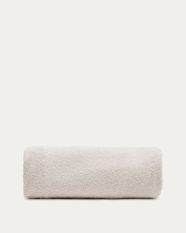 Funda para reposapiés Kaeli de borreguito crudo Ø 120 cm
