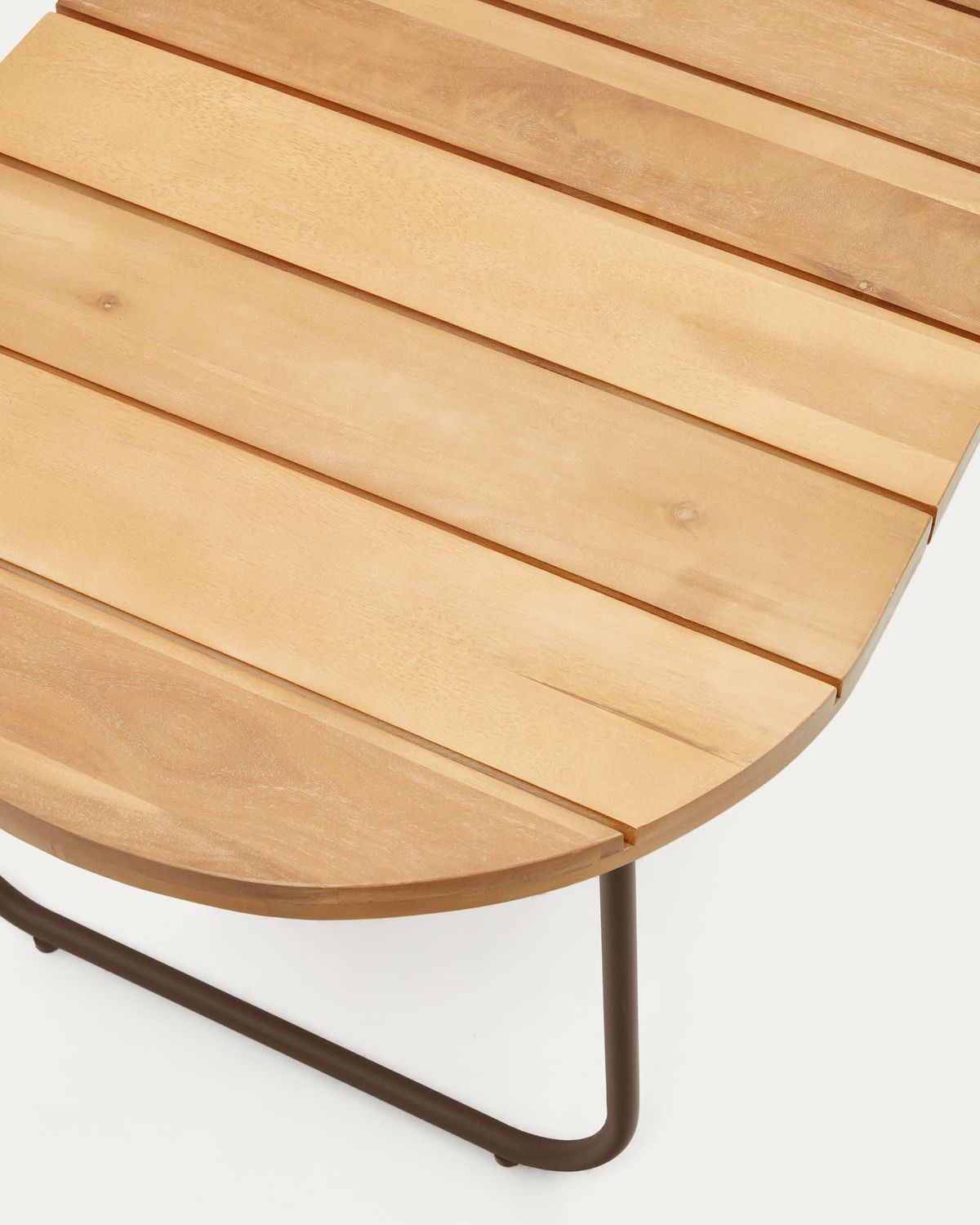 Mesa de centro exterior Salguer madera maciza acacia y acero marrón Ø 100 x 50 cm FSC 100%