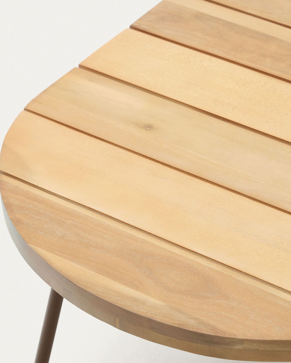 Mesa de centro exterior Salguer madera maciza acacia y acero marrón Ø 100 x 50 cm FSC 100%