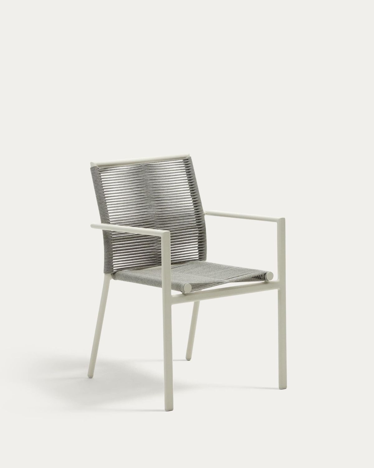 Silla apilable de exterior Culip de cuerda y aluminio blanco