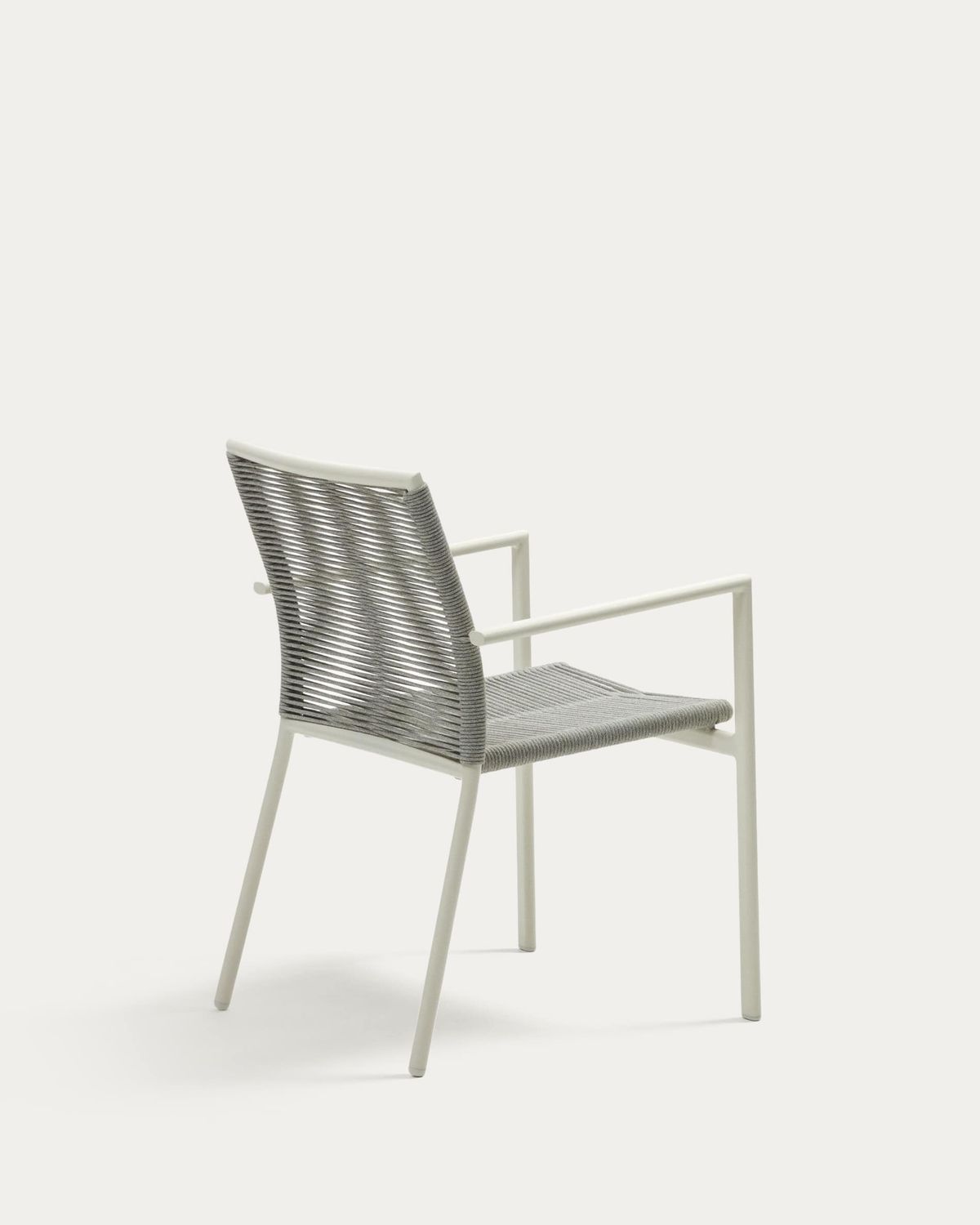 Silla apilable de exterior Culip de cuerda y aluminio blanco