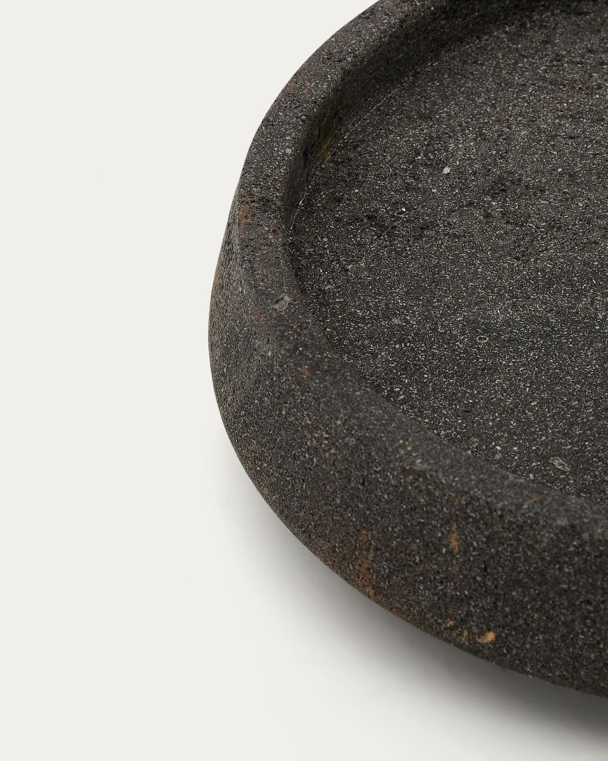 Centro de mesa Naro de piedra negro y madera de teca Ø38 cm